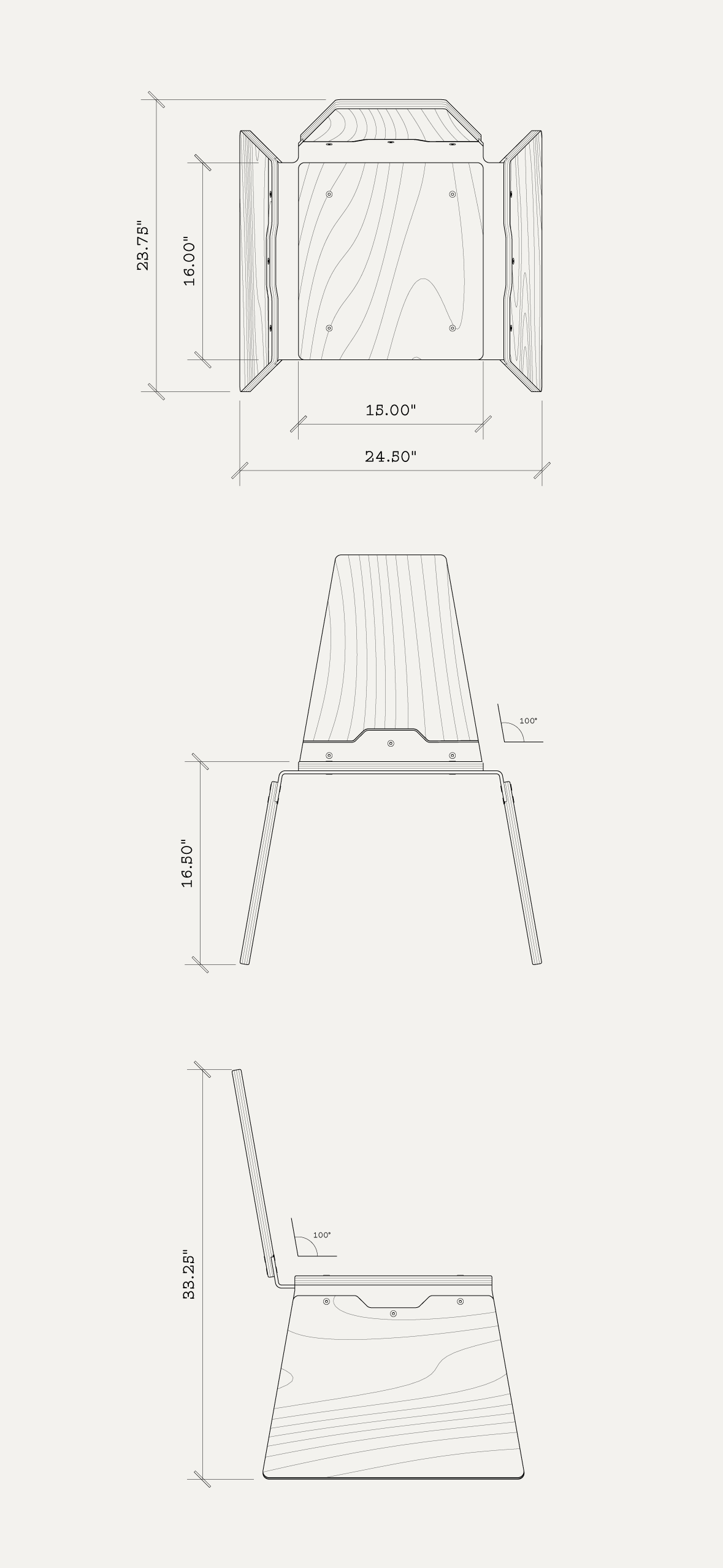 100_D_CHAIR plan, front and side views